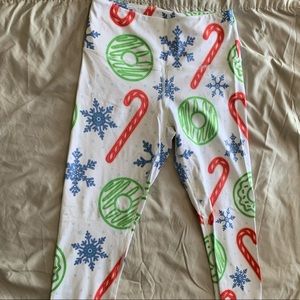 Feed Me Fight Me Holiday Donut Leggings size L